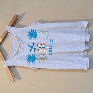 Girl's Justice Gray Pineapple Tank Top